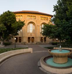 Hoover Tower and Green Library on Stanford campus. 